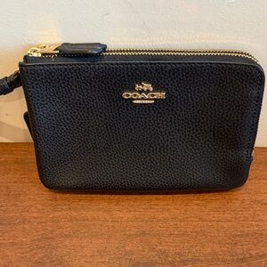 Coach Pebbled Black Leather Pouch